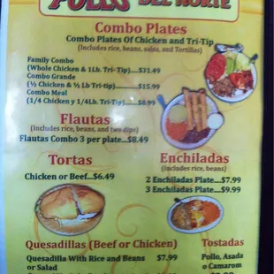 a menu for a mexican restaurant