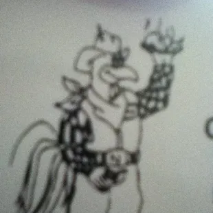 a drawing of a cartoon character