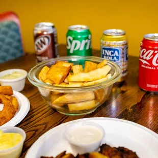 a variety of food items on a table