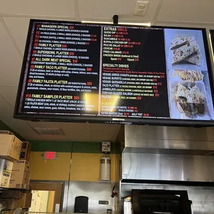 the menu of a restaurant