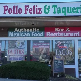 the front of the restaurant