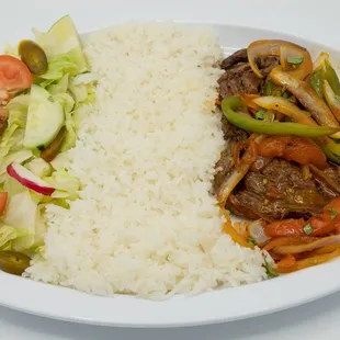 a plate of rice and vegetables