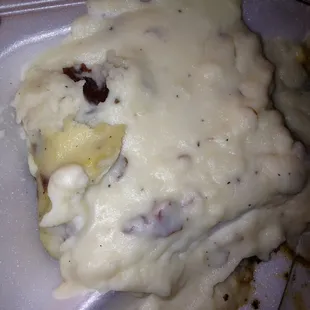 This...I assume was supposed to be mashed potatoes. Never been to jail, but I imagine this is what they serve.