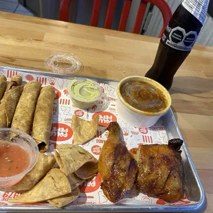 Flautas and some yard bird with a side of Charro Beanzzz