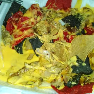 So much cheese with no other toppings then chewy overcooked chicken