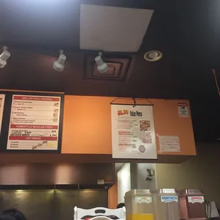 menus and prices on the wall