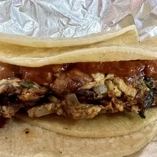 Machacado and Egg Taco