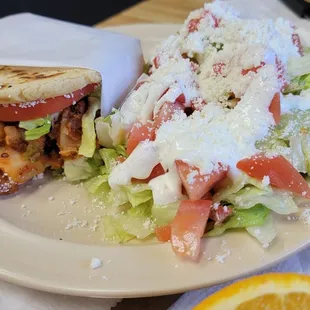 Papa&apos;s &amp; chorizo gordita and fried quesadilla...DELICIOUS