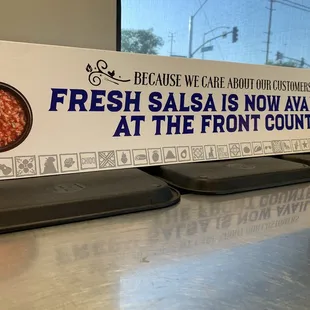 fresh salsa now available at the front counter