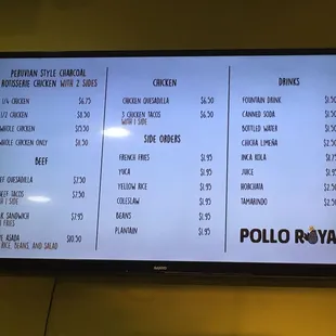 Menu on tv