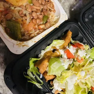 Flautus with pinto beans &amp; rice