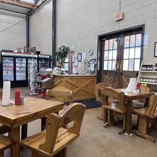 the inside of a deli