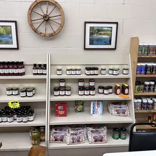 a variety of products on shelves