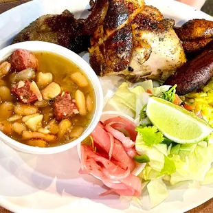 Chicken and rib plate with plantains