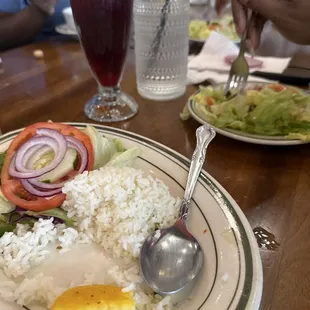Salad and rice