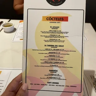 Cocktail menu