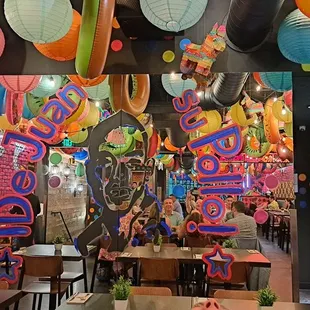 a brightly colored restaurant