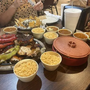 Parrillada and loaded baked potato