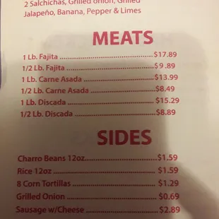 a menu for a mexican restaurant