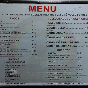 Bay Point Menu