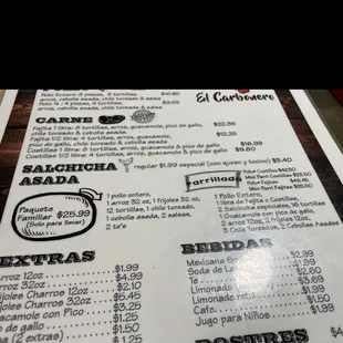 menu
