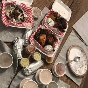 a table full of food