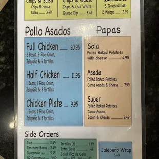 menu