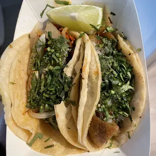 Campechana Taco, Chicharron / Fried Pork Rinds Taco