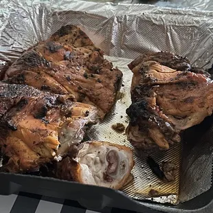 Half of the whole smoked chicken!!