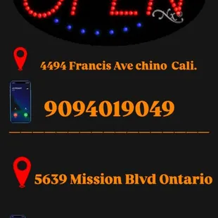 Ubicación y números de cel