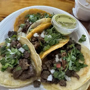 Carne asada and birria tacos