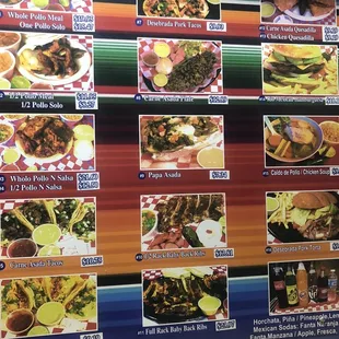 The menu... The pollo en salsa, rice &amp; beans were delicious!!