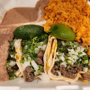 two tacos and rice