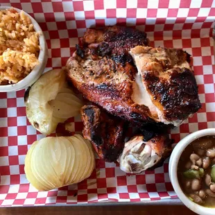 Half Chicken, lunch special $8.99 plus tax. Delicious!