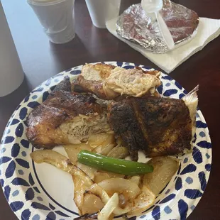 For $11 I got chicken with a cup of charro bean and a cup of rice and tortillas