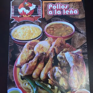a menu for pollos la pullita