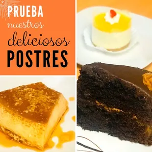 Variados y deliciosos postres.