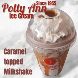 Oreo Milk Shake with Caramel sauce topping! 

Delicious! Make your own combinations, choose from more than 48 every day!