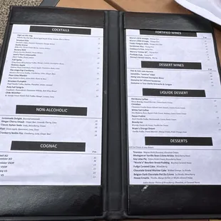 The menu