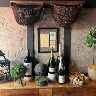 bottles of wine on a table