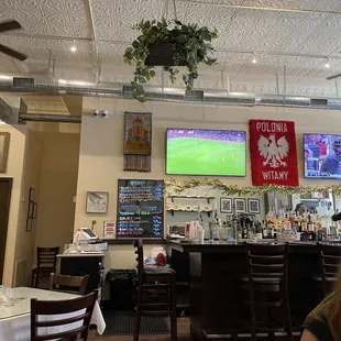 the bar and televisions