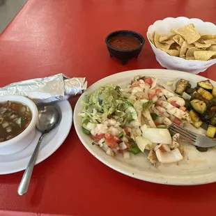 Selected charro beans and mixed vegetables