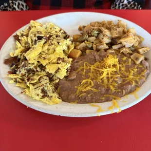 Breakfast plate eggs with bacon