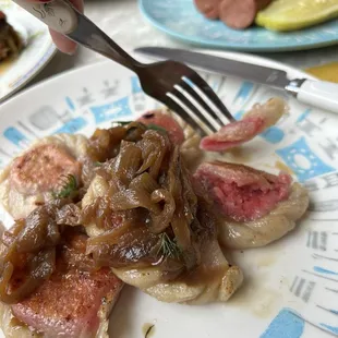 Beet and feta pierogi