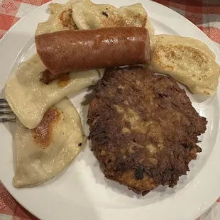 Pierogi Plate with potato pancakes