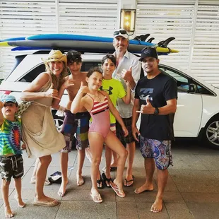 Brown family, from NYC. Stoked on surfing.