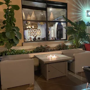 Fire tables on patio
