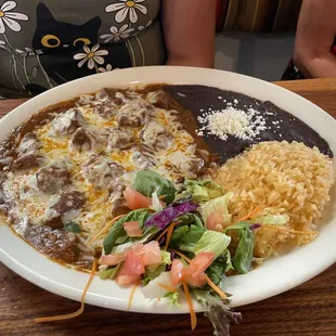 Carne Guisada with Black Beans and Rice