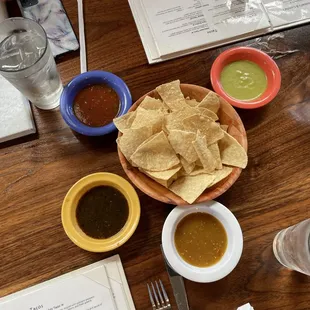Chips and Salsas from the Salsa Bar