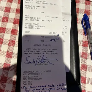 Notes to the waiter.
